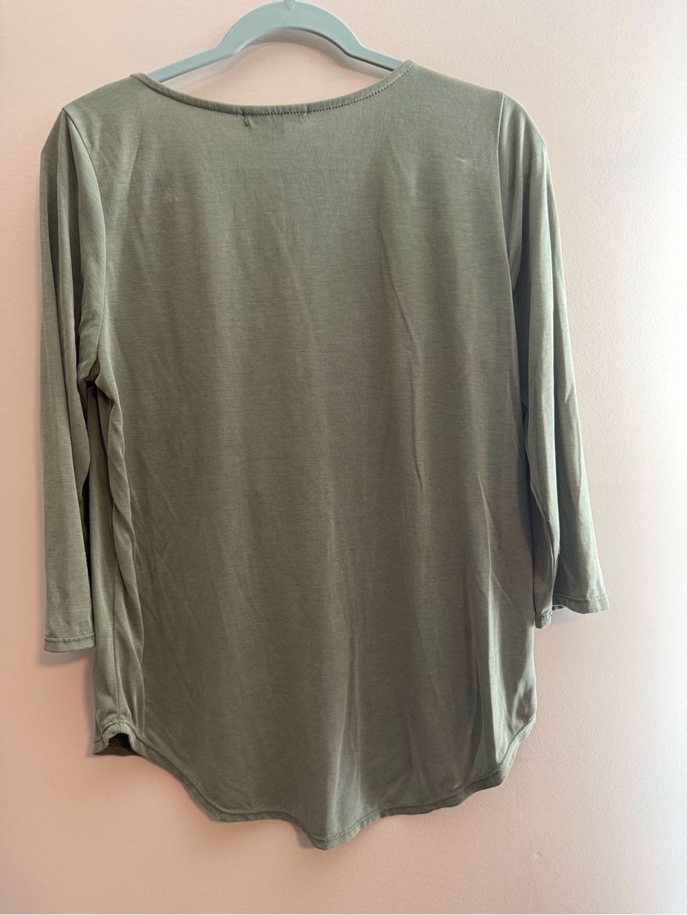 Green Envelope Olive V-Neck Zip-Front Long Sleeve Top - Picture 5 of 5